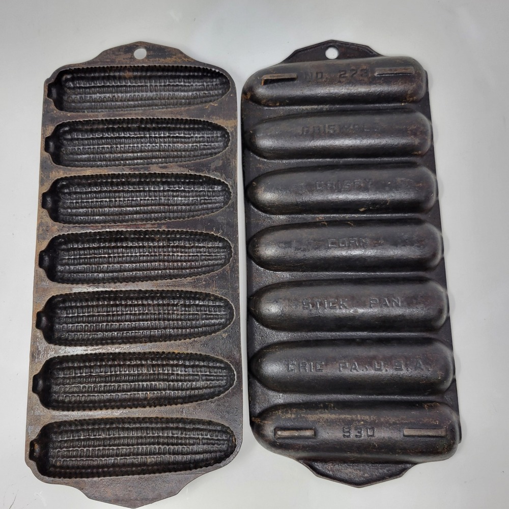 Griswold No 273 Cast Iron Corn Stick Pan Set of 2 Erie PA USA 930 Vintage